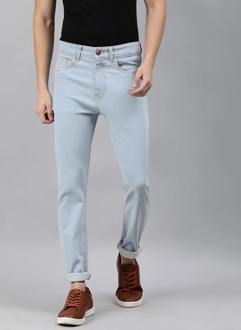 Urbano Fashion Men's Ice Blue Slim Fit Washed Jeans Stretchable